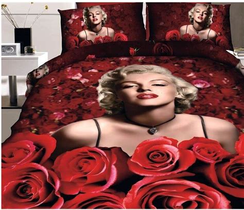 3d Marilyn Monroe Bedding Set Red Rose California King Size Queen