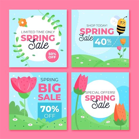 Free Vector Spring Sale Instagram Post Collection