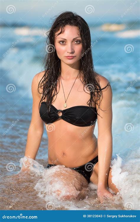 Attractive Wet Brunette Stock Image Image Of Model Coast