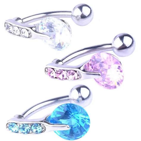 3pcs Zircon Jeweled Crystal Body Jewelry Belly Button Ring Body