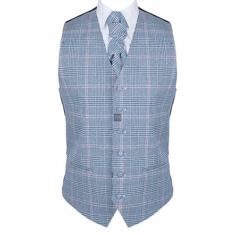 Dutch Blue Check Waistcoat Check Blue 6 Button 32 To 54 Tailored