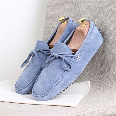 Aurélien Light Blue Suede Driving Shoes Made In Italy Smart Luxury