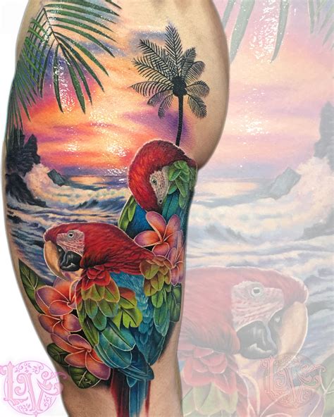Amazing Tropical Macaw Tattoo By Liz Venom From Bombshell Tattoo Galerie In Edmonton Canada