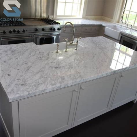 Cheap Laminated Bianco Carrara Marble Countertop White Marble Kitchen