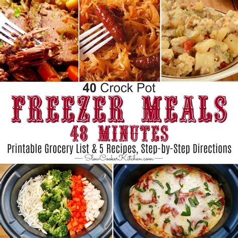 easy crock pot freezer meal cooking session step by step directions and printable grocery list