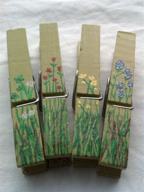 Items Similar To Hand Painted Clothes Pins Wild Flowers On Etsy