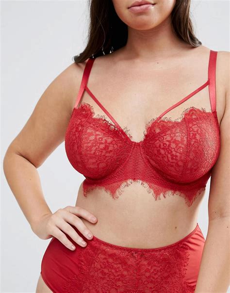 Lyst Asos Exclusive Eyelash Lace Underwire Bra 38d 44hh In Red