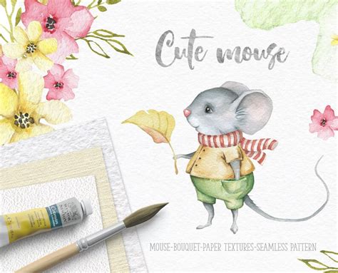 Watercolor Mouse Clipart Cute Animals Characters Funny Animals Etsy