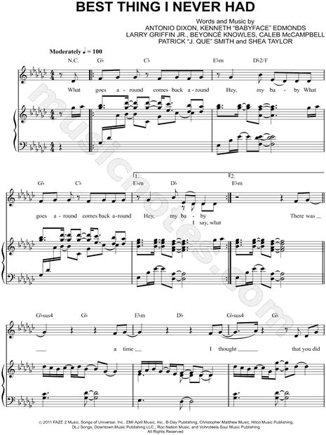 Beyoncé Best Thing I Never Had Sheet Music In Gb Major Transposable Download And Print Sku