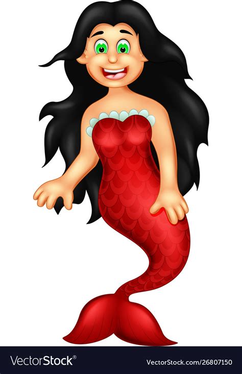 funny girl wearing red mermaid costume cartoon vector image