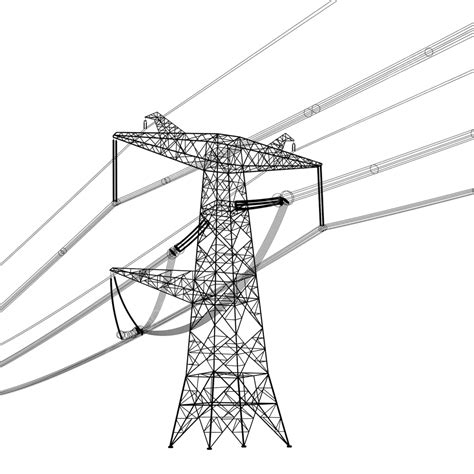 Vector Illustration Of Power Lines High Voltage Silhouette Vector