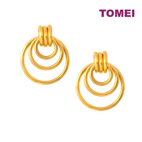 Tomei Lusso Italia Triple Circle Earrings Yellow Gold 916