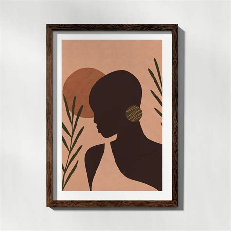 African Woman Art Print Minimalist Female Portrait Abstract Art