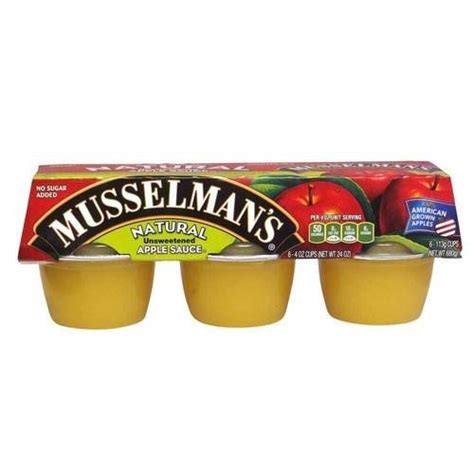 Finding deals is our thing. Musselmans Natural Unsweetened Applesauce 6 4 oz cups Pack ...