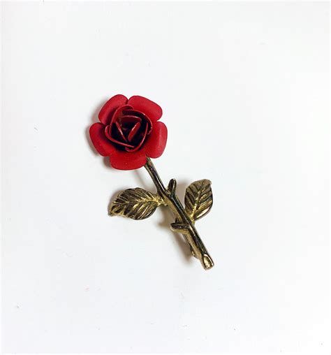 Red Rose Brooch Red Roses Pin Red Flower Pin Bridal Etsy