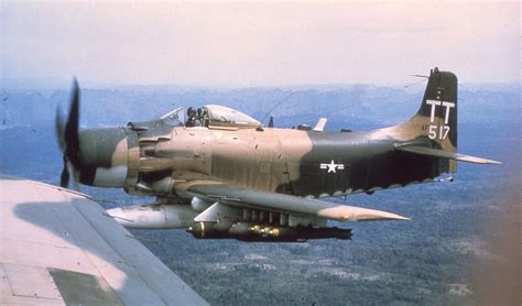 A 1h Skyraider Sandy Fighter Aircraft Douglas Aircraft Vietnam