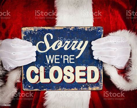 Santa With Closed Sign Stock Photo Download Image Now Closed
