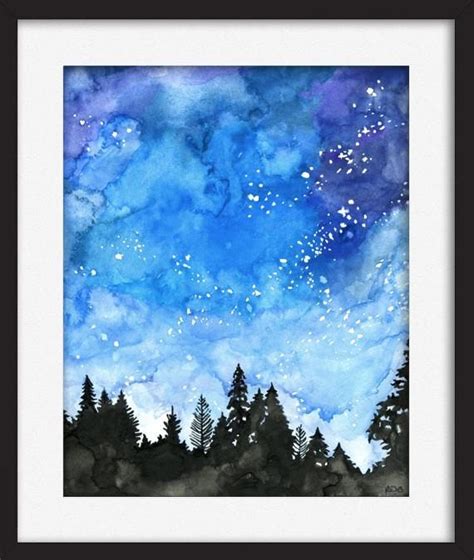 Watercolor Painting Galaxy Painting Night Sky Galaxy