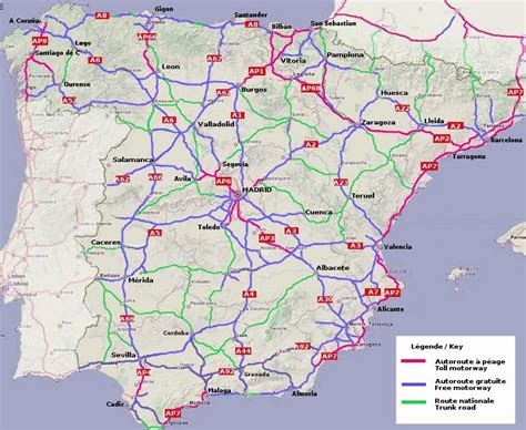 Spain Motorway Map Route Planner Carte Routiere Espagne Carte Espagne