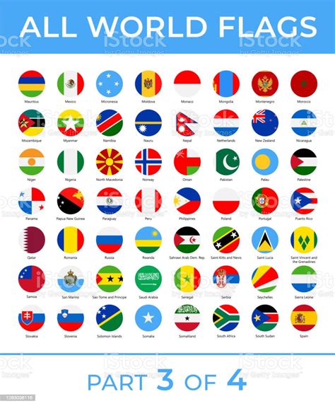 World Flags Vector Round Flat Icons Part 3 Of 4 Stock Illustration