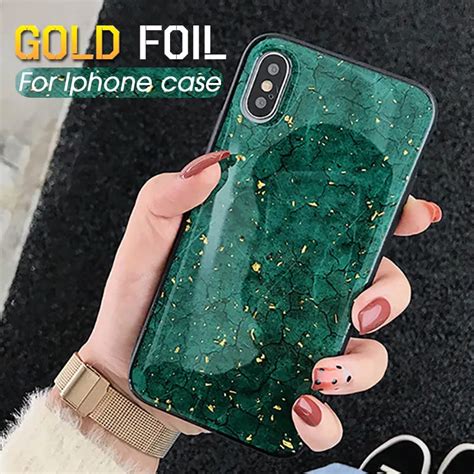Luxury Gold Foil Phone Cases For Iphone X Xr Xs Max Case Back Cover For