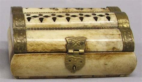 East Indian Bone Trinket Box And Soapstone Box