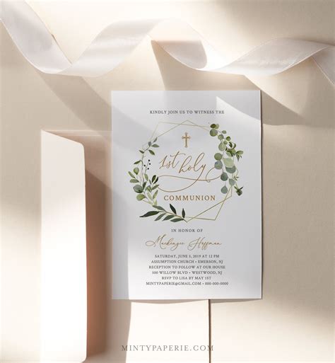 1st Holy Communion Invitation Template Boy Or Girl Holy Communion