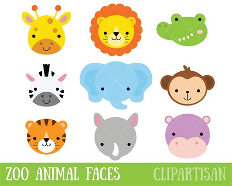 Zoo Animal Faces Clipart Safari Animal Masks Etsy Safari Baby