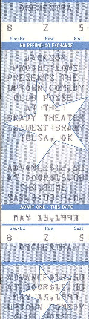 The Uptown Comedy Club Posse Comedy Concert Ticket 1993 Concert