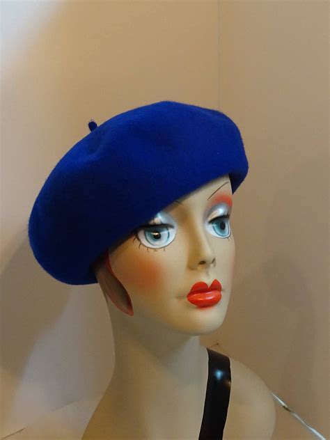 french beret 1930 s glamour fine wool woman s royal blue