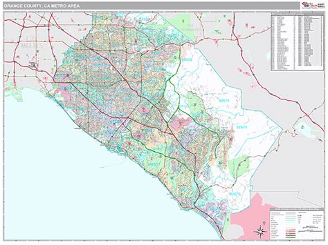 Orange County Metro Area Ca Zip Code Maps Premium