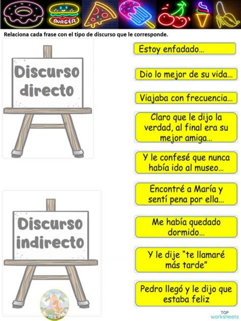 Discurso Directo E Indirecto Aidaly Ficha Interactiva Topworksheets