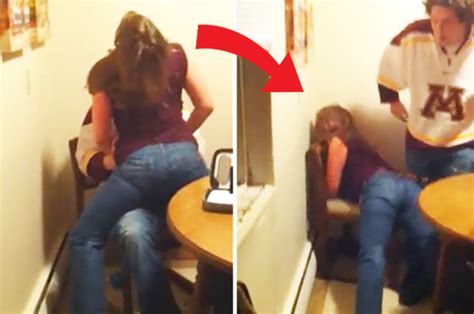 Girl Tries To Give Sexy Lap Dance But Falls Into Wall In Funny Video