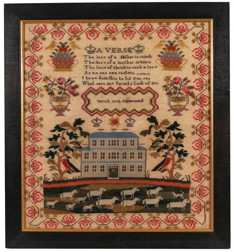 Sold Price English Pictorial Sampler C 1825 Invalid Date Edt