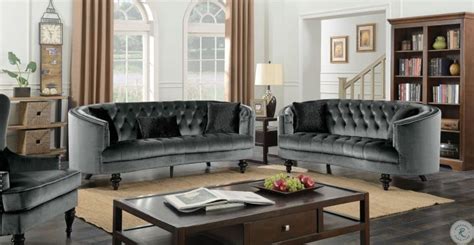 Manuela Dark Gray Living Room Set From Furniture Of America Coleman