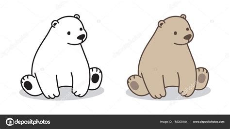 Bear Polar Bear Vector Icon Sitting Illustration Character Cartoon