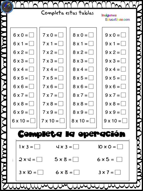 Tablas De Multiplicar Juegos Para Imprimir Aprender Ejercicios Math