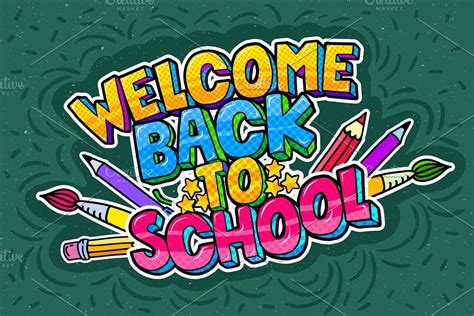 The Welcome Back To School Sign With Colorful Crayons And Pencils On