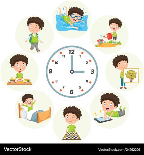 Kids Daily Routine Activities Royalty Free Vector Image Daily Routine