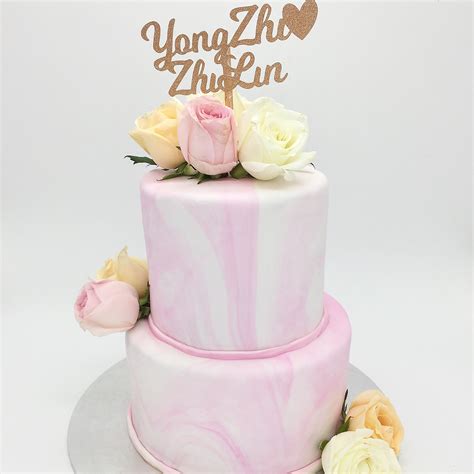 Pink Marble Wedding Cake Tings Bakery