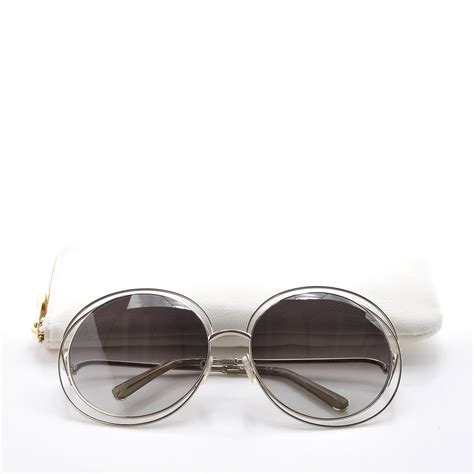 chloe carlina oversized round sunglasses ce114s silver light grey 290703