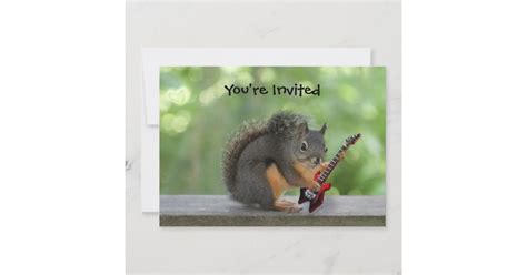 Squirrel Playing Electric Guitar Invitation Zazzle