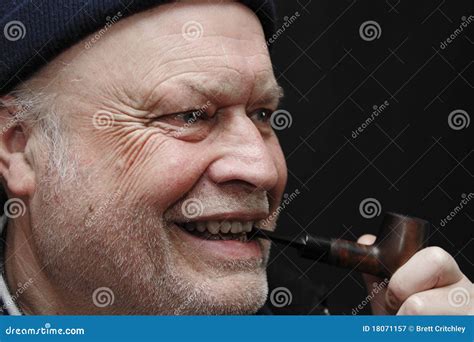 Man Smoking A Pipe Stock Image Image Of Smile Middle 18071157