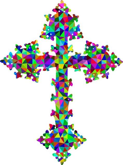 Colorful Christian Cross In Colored Dots Free Image Download