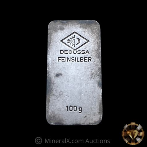 Degussa Feinsilber 100g Vintage Silver Bar Mineral Exchange
