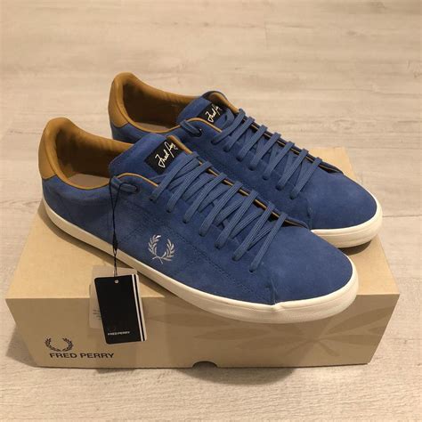 Fred Perry Mens Blue Suede Lottie Shoes Uk 9 Brand Depop