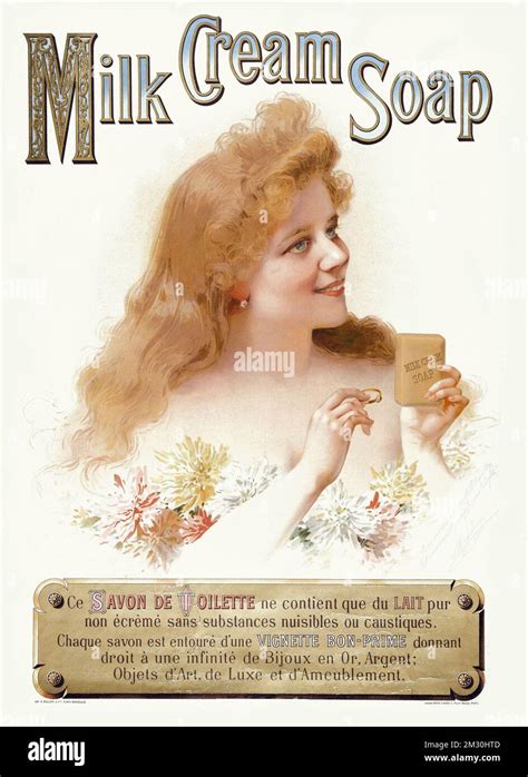 Vintage Advertising Poster Milk Cream Soap This Toilet Soap Contains Only Pure Non Skimmed