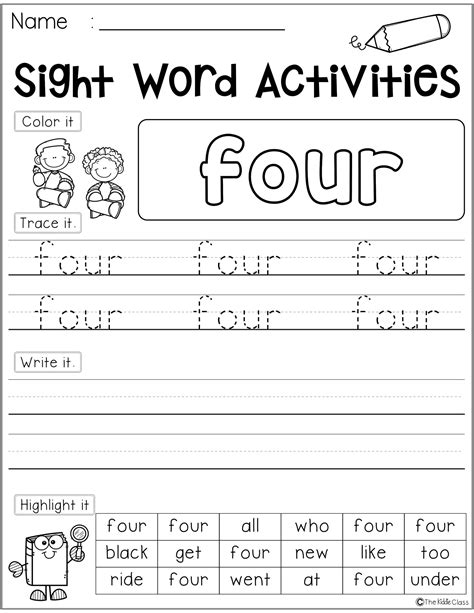 Sight Word Writing Practice Worksheets Writing