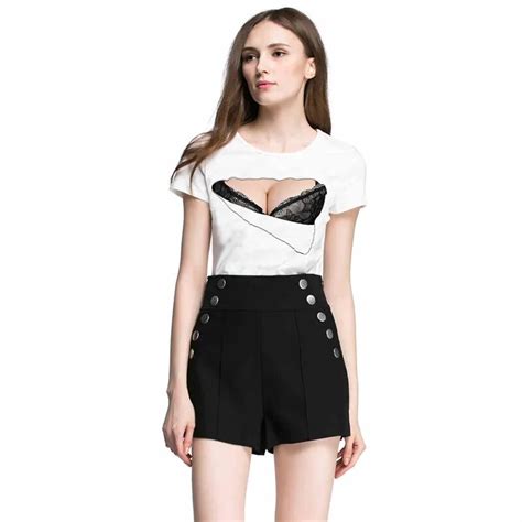 harajuku cotton womens t shirt 2017 summer white tit tee breast printed t shirt trend tees korea