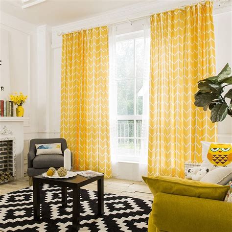The bright shade of yellow contrasts well with the navy blue of the curtains, creating a really striking look. Yellow Curtains For Bedroom | Curtains living room modern ...